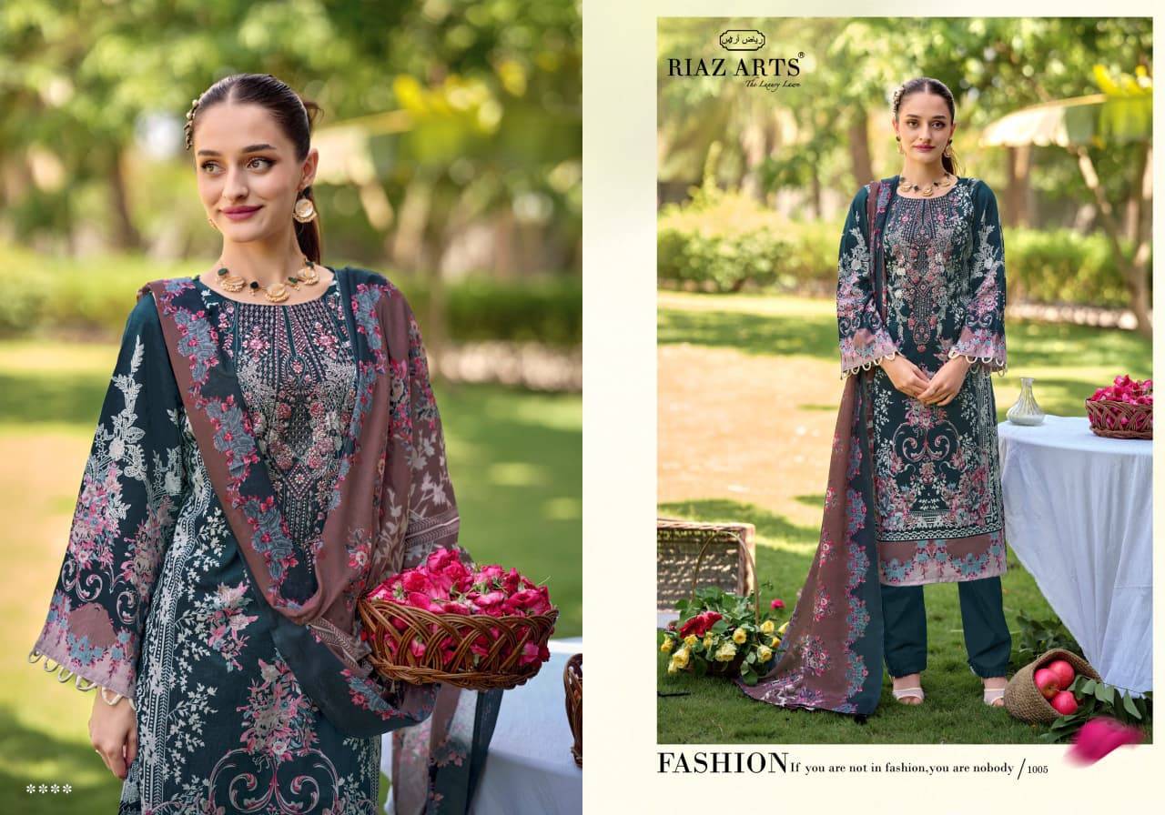 NAYRA VOL 40 BY RIAZ ARTS 1001 To 1008 Series Pakistani Suits Ethnic Wear Pure Cotton Dresses At Wholesale